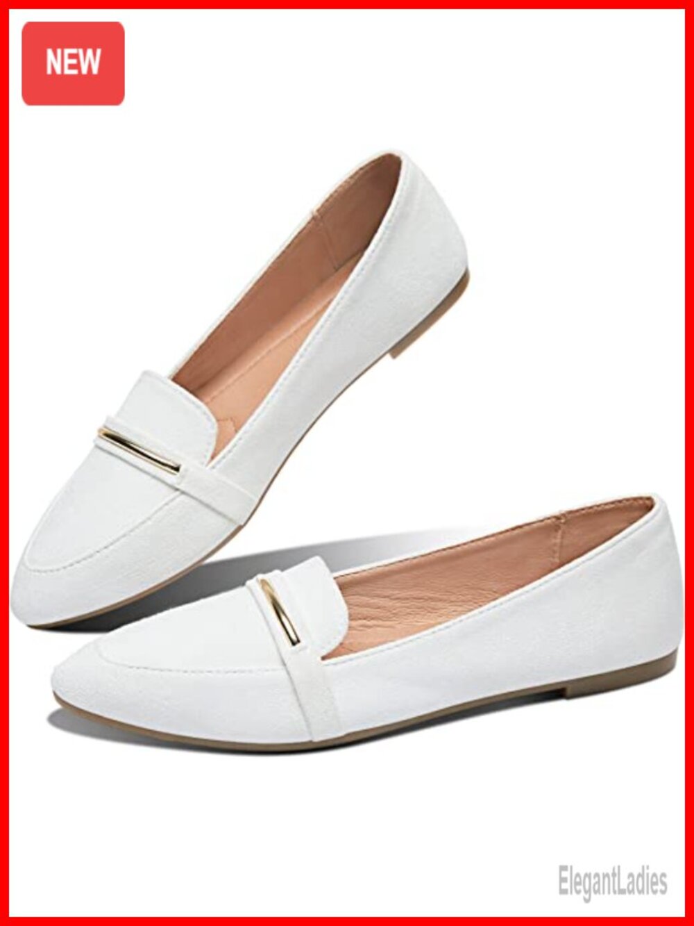Faux Suede Pointy Toe Loafers Comfortable Slip On Ballet Flats for Work